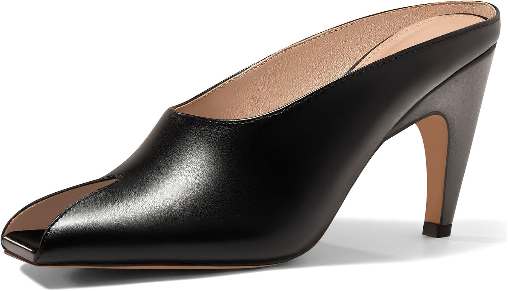 Coutgo Womens Kitten Heels Mules Open Peep Toe Slide Sandals Slip On Summer Dress Shoes | Amazon (US)