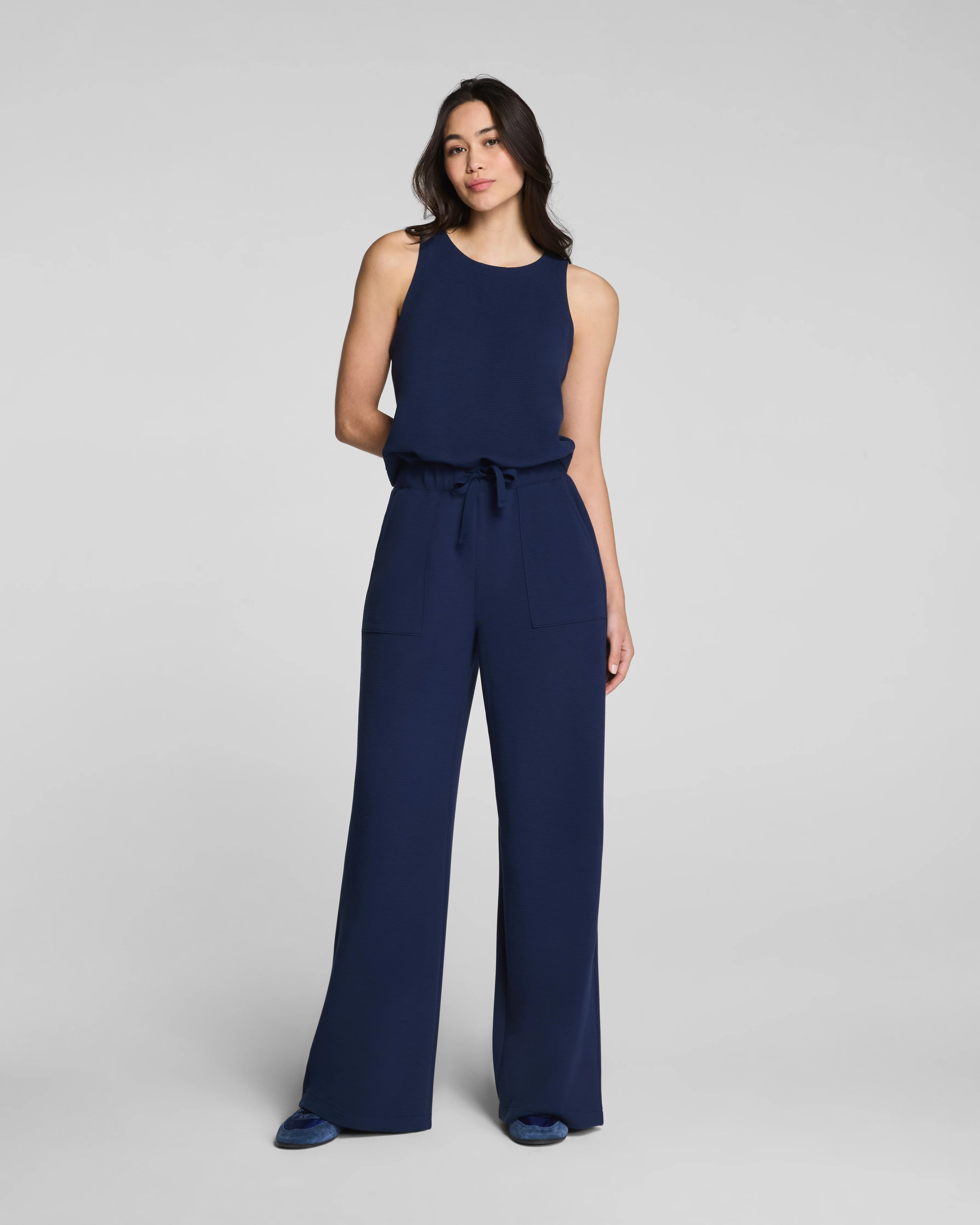 Spanx Women's SPANX AirEssentials French Rib Sleeveless Jumpsuit in Timeless Navy | Spanx