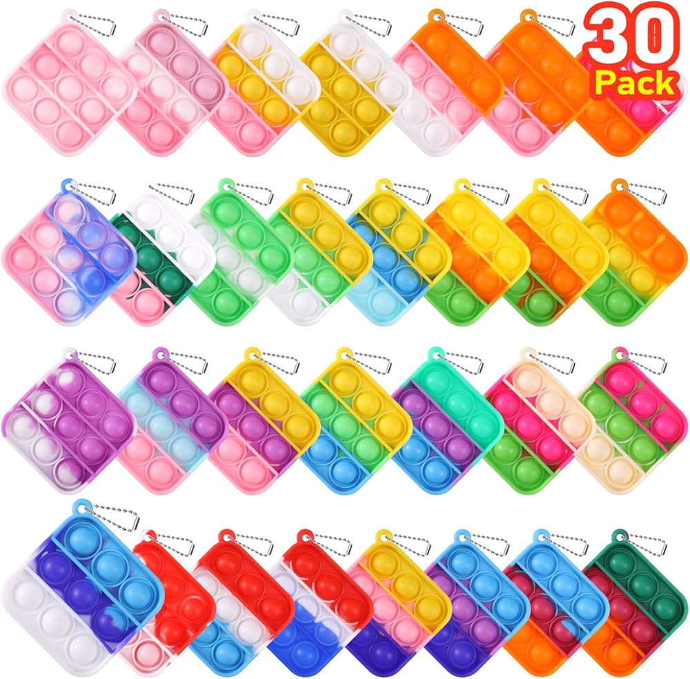 Kids Party Favors Fidget Toys Bulk 30 Pack Mini Pop Fidget Keychain Its Birthday Party Favors for... | Amazon (US)
