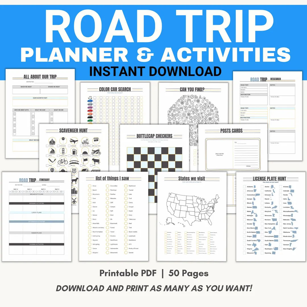 Road Trip Planners and Activities!!! / Travel Planner / Road Trip Printables / INSTANT DOWNLOAD /... | Etsy (US)