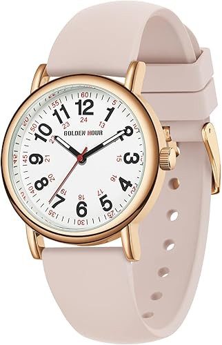 GOLDEN HOUR Waterproof Nurse Watch for Medical Professionals, Students Women Men - Military Time ... | Amazon (US)