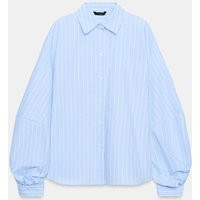 Zara - Striped Puff Sleeve Shirt - Cornflower Blue - S - Woman | Zara US