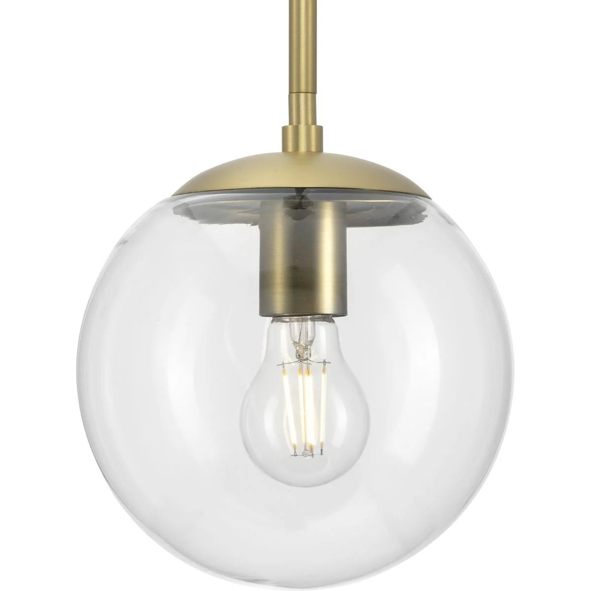 Avec Merrit Collection Modern Brushed Gold Pendant Light with Clear Glass Globe - Walmart.com | Walmart (US)