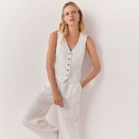 Linen Waistcoat, White, 8 | The White Company (UK)
