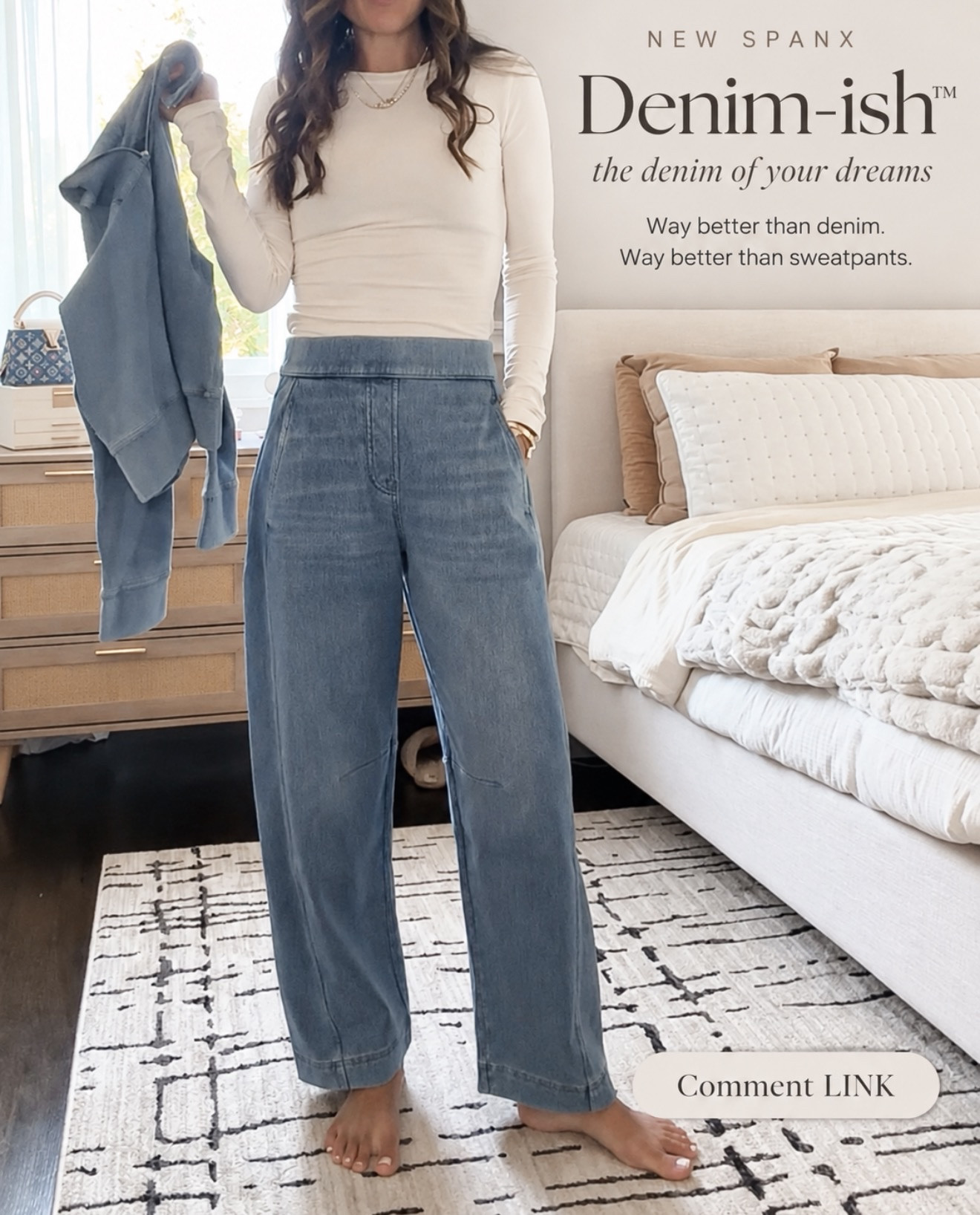 If you love the look of denim but want the comfort of your favorite soft pants, these are such a good find! Easy to dress up or wear casually. 
💬Comment LINK and I’ll send them your way.
