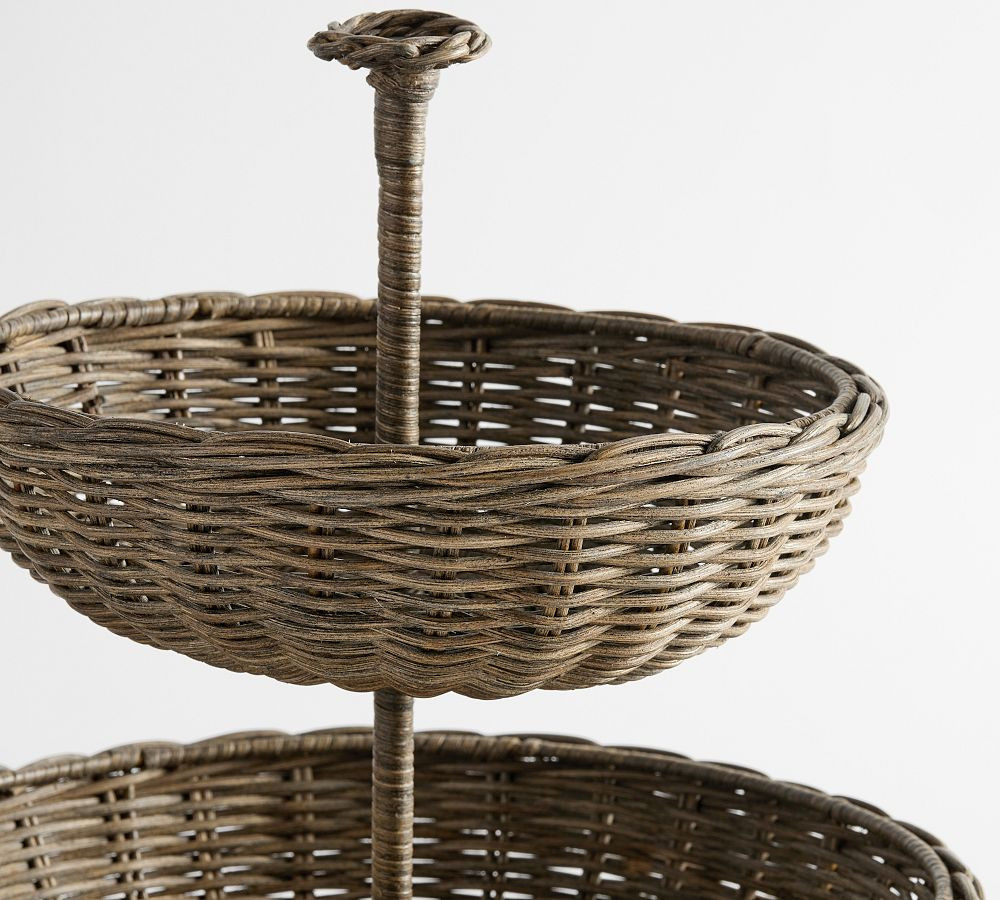 Handwoven Wicker Tiered Stand | Pottery Barn (US)