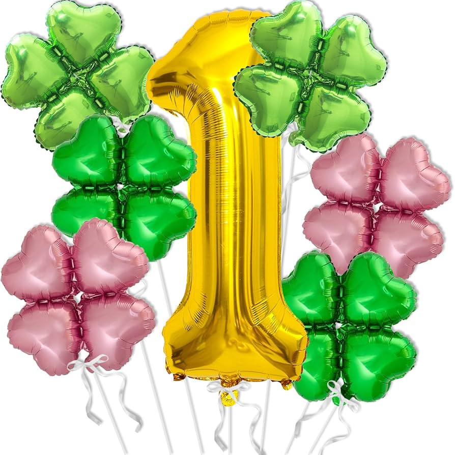 St Patricks Day Balloons First Birthday Party Supplies - 40 Inch Mylar Gold One Balloons - Green ... | Amazon (US)
