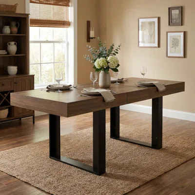 Modern Farmhouse Extendable Wooden Dining Table, Expandable from 6 to 8 to 10 Seats, Large Long Rectangular Kitchen and Dining Room Table | Wayfair North America