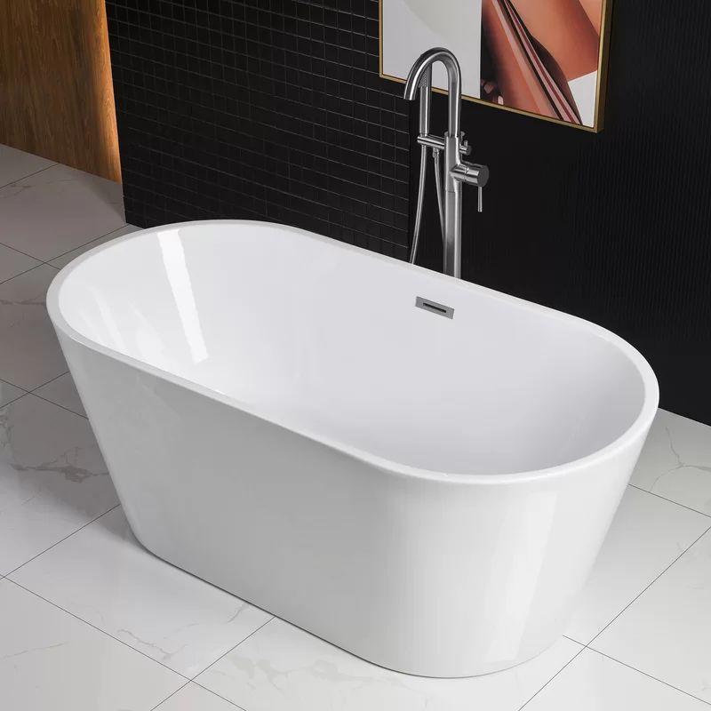 B0014 -C-Drain &O 59" x 30" Freestanding Soaking Acrylic  Bathtub | Wayfair North America