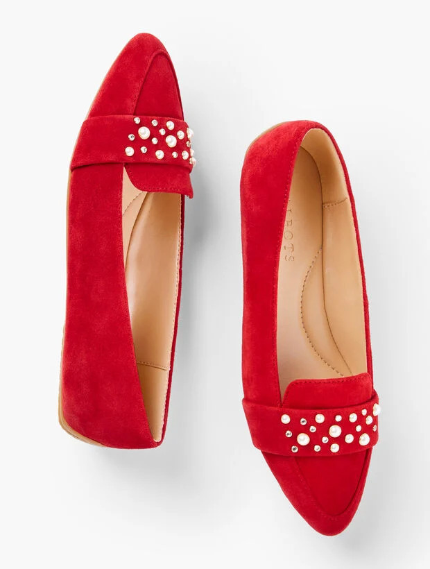 Francesca Pearl Suede Driving Flats | Talbots