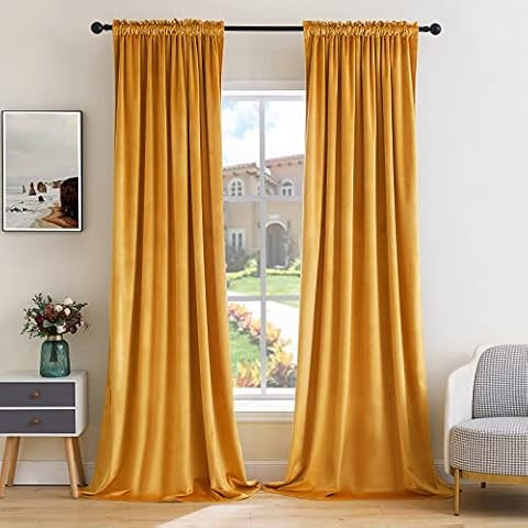 RYB HOME Velvet Curtains 84 inches - Super Soft Home Decor Room Darkening Curtains for Living Roo... | Amazon (US)