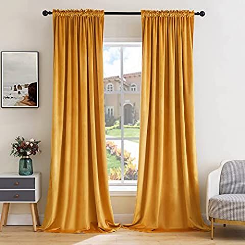 RYB HOME Velvet Curtains 84 inches - Super Soft Home Decor Room Darkening Curtains for Living Roo... | Amazon (US)