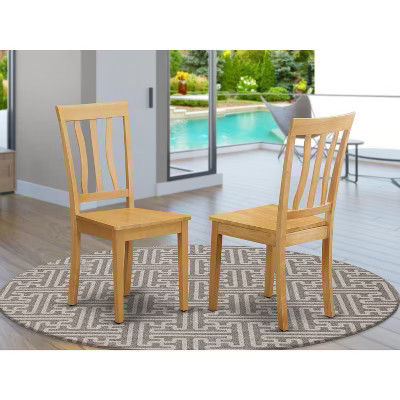 HomeStock 2 Kitchen Dining Chair Oak Finish Solid Wood Dining Chair | Target