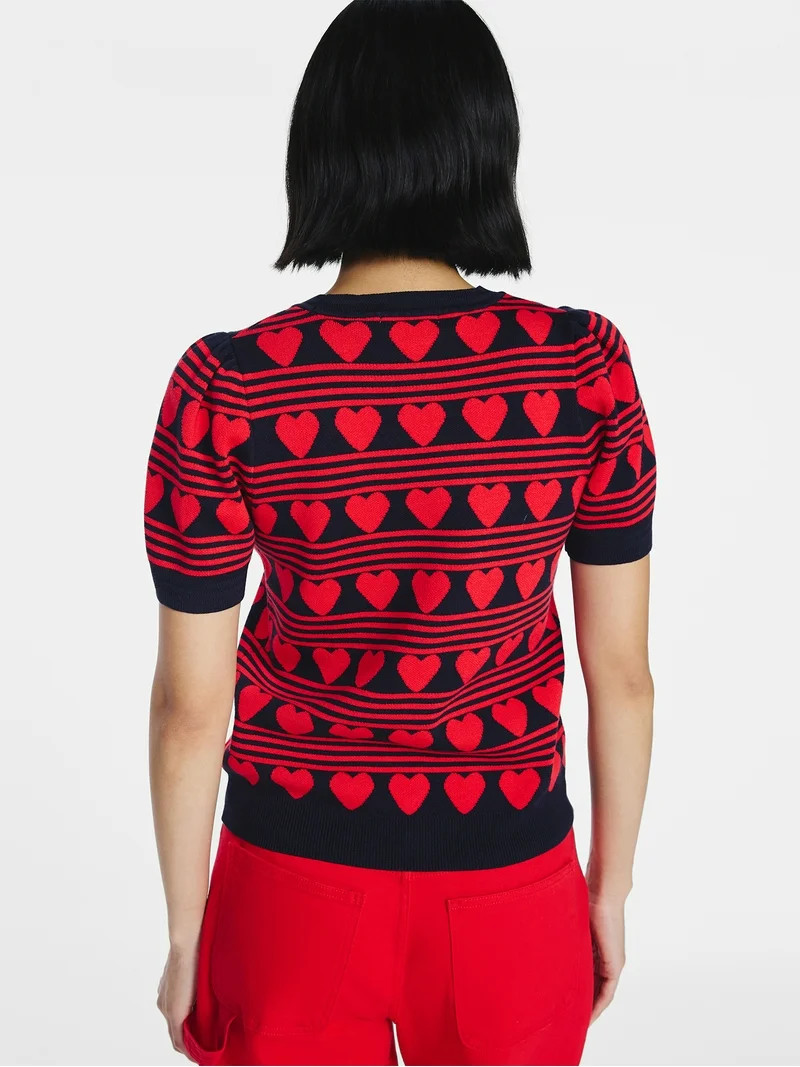 Free Assembly Women's and Women's Plus Cozy Yarn Shrunken Sweater Tee with Short Sleeves, Solid &... | Walmart (US)