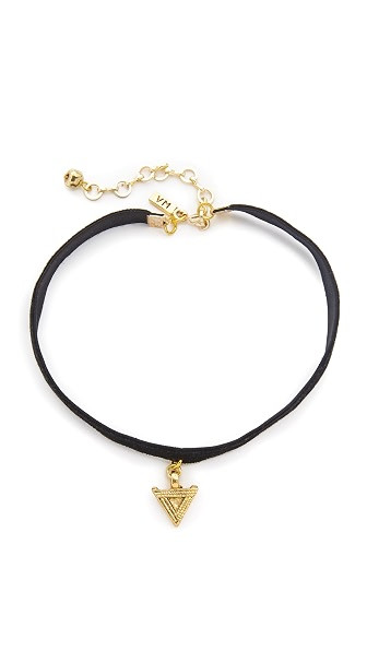 Vanessa Mooney Velvet Choker With Brass Charm - Brass | Shopbop