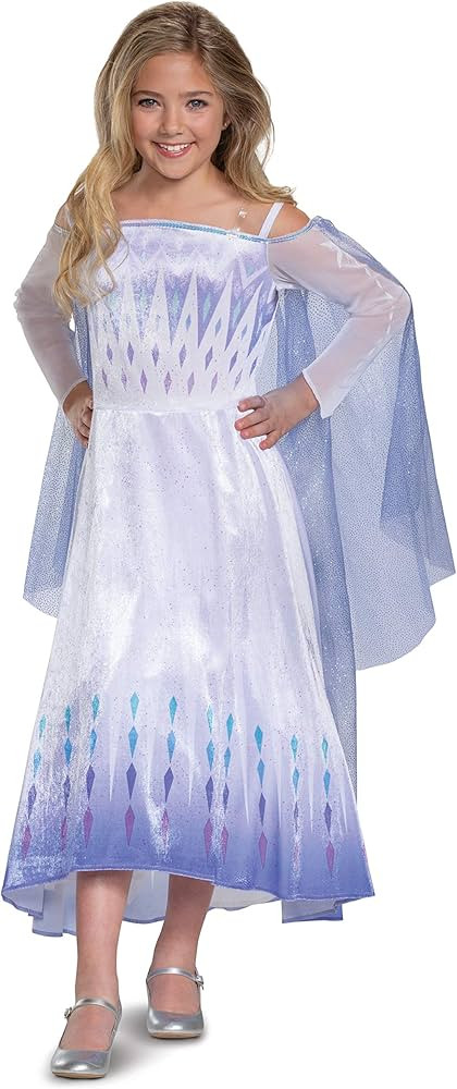 Disney Frozen 2 Elsa Costume for Girls, Deluxe Dress and Cape Outfit, Child Size Extra Small (3T-... | Amazon (US)