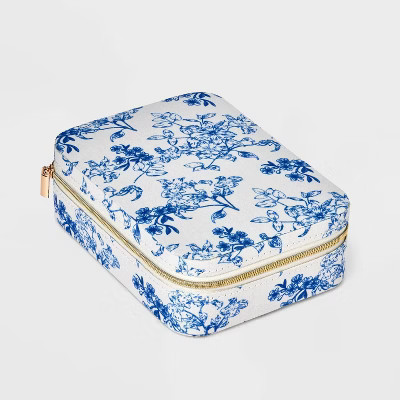 Floral Print Rectangle Travel Jewelry Organizer - A New Day™ White/Blue | Target