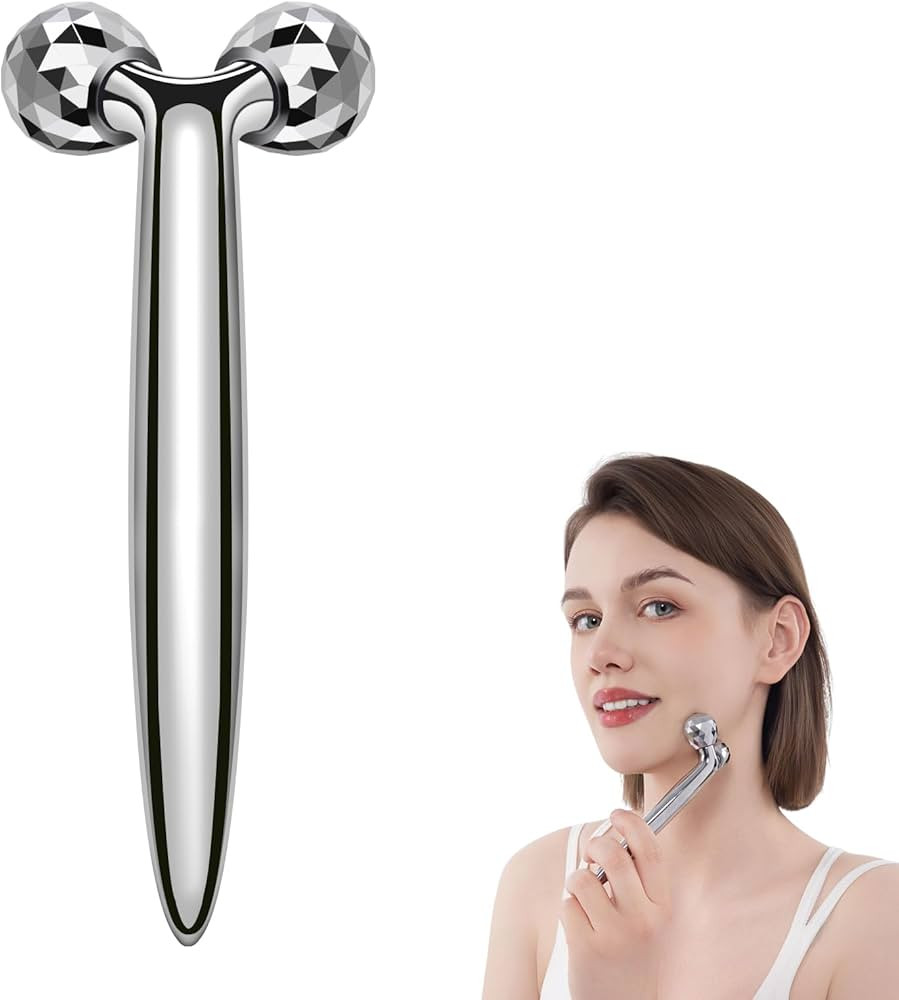 Metal Facial Roller Massager, 3D Cooling Face Massage Tool for Reduce Puffiness, Remove Eye Wrink... | Amazon (US)