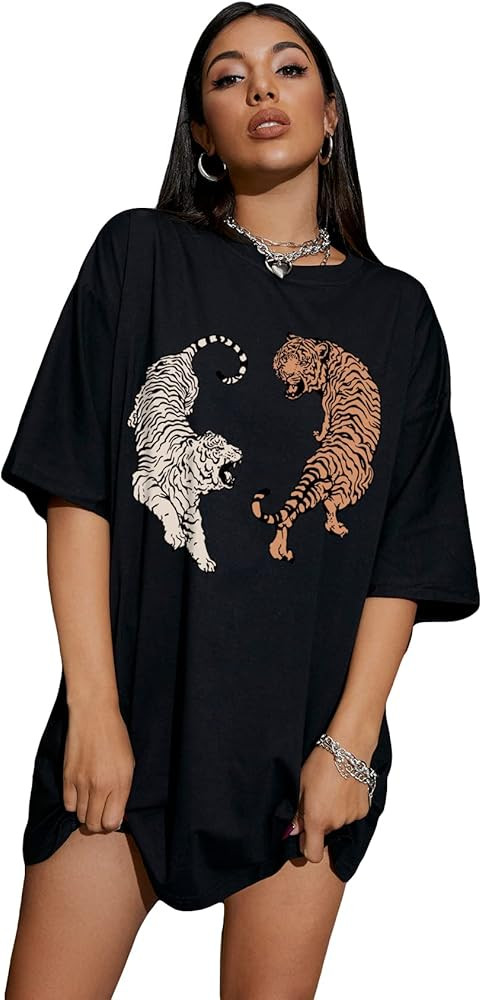 Cozyease Women's Oversized Graphic Letter Print T Shirts Short Sleeve Loose T Shirts Casual Women... | Amazon (US)