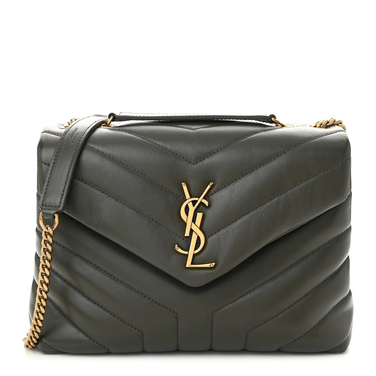 Saint Laurent Calfskin Y Quilted Monogram Small Loulou Chain Satchel Pebble 1730094 | FASHIONPHILE (US)