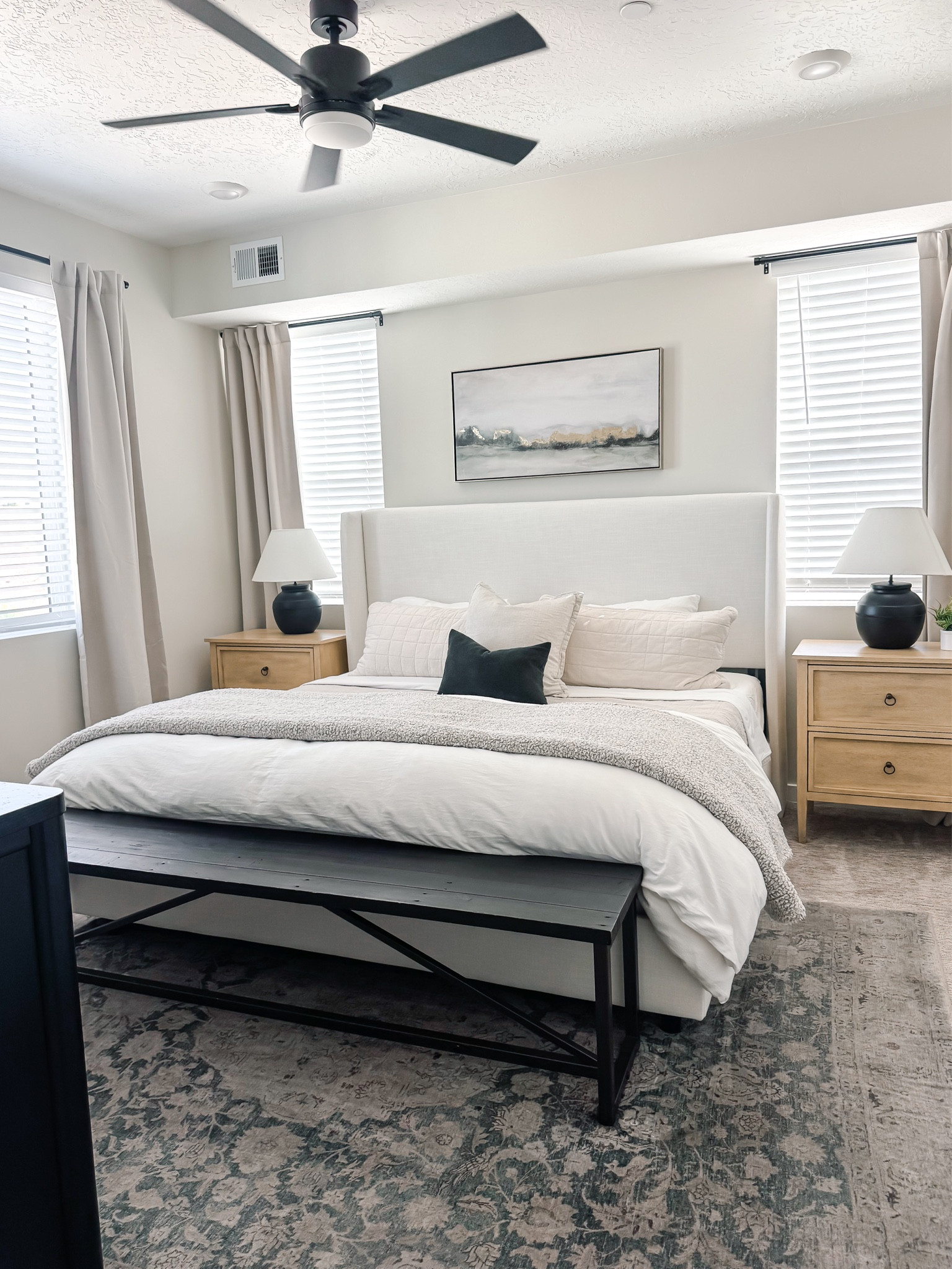 If your looking for the perfect master bedroom I got you. This rug is literally the softest rug your feet will touch and I am obsessed with this king bed. #wayfair #masterbedroom

#LTKHome