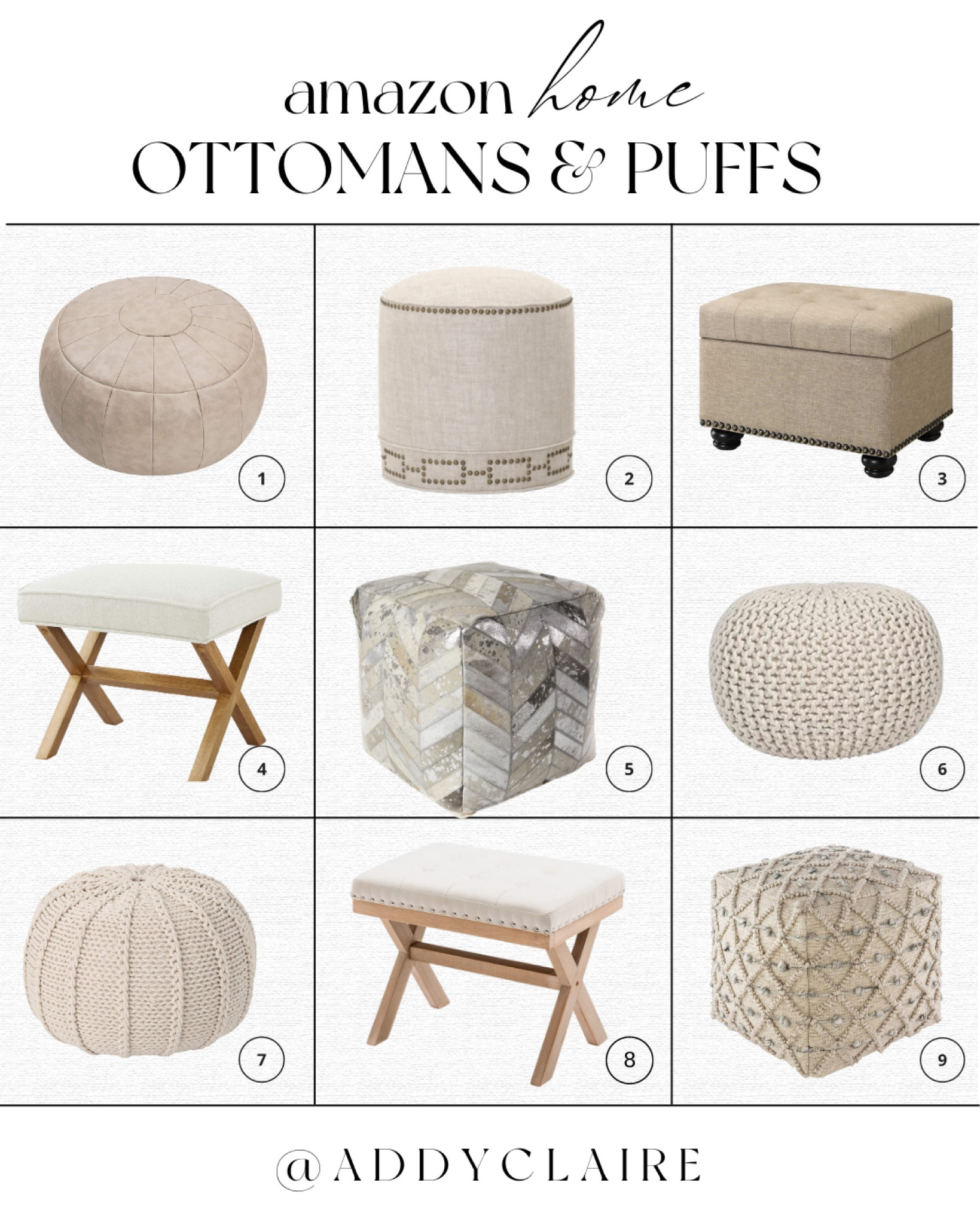 Poufs, Ottomans, and Footstools to Make Your Home Even Coziecloy

These work well in living rooms, bedrooms, entryways and more! Includes leather, jute, wool and other types of poufs! pouf / pouf / ottoman / living room ideas / living room decor / pouf chair / footstool / home decor / interior decor / cozy decor / small spaces

#LTKFind #LTKhome #LTKSeasonal