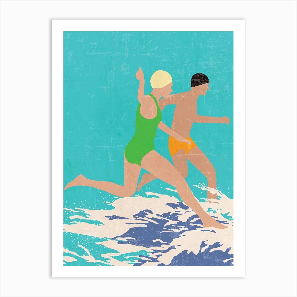 Running Swimmers (Blue) Art Print | Fy! (UK)
