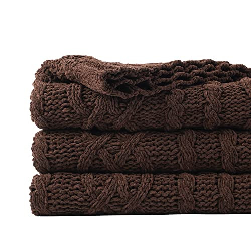 Battilo Dark Brown Throw Blanket for Couch, 51"x67" Soft Chenille Knit Throw Blanket, Decorative Chocolate Brown Blanket for Bed, Living Room | Amazon (US)
