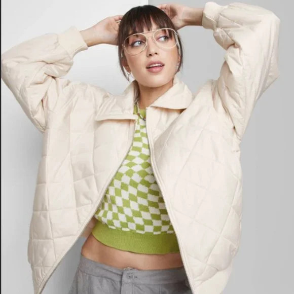 NWT Wild Fable Oversized Nylon Quilted Bomber Jacket (Med) | Poshmark