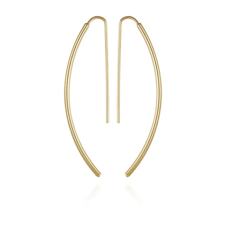 Time and Tru Women's Gold Tone Oblong Threader Earrings | Walmart (US)