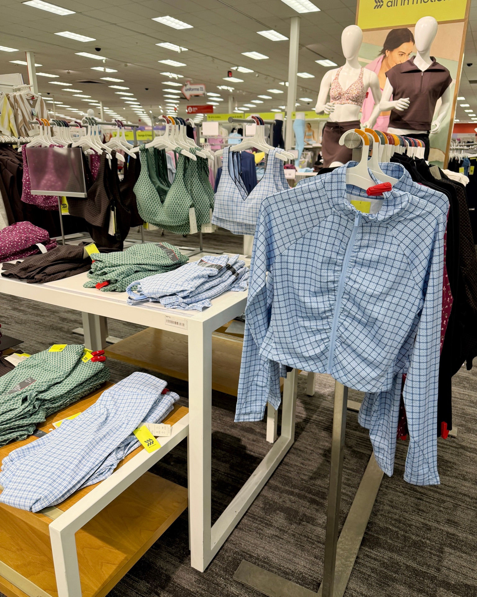 New Target activewear blue plaid matching sets Athleisure plaid leggings