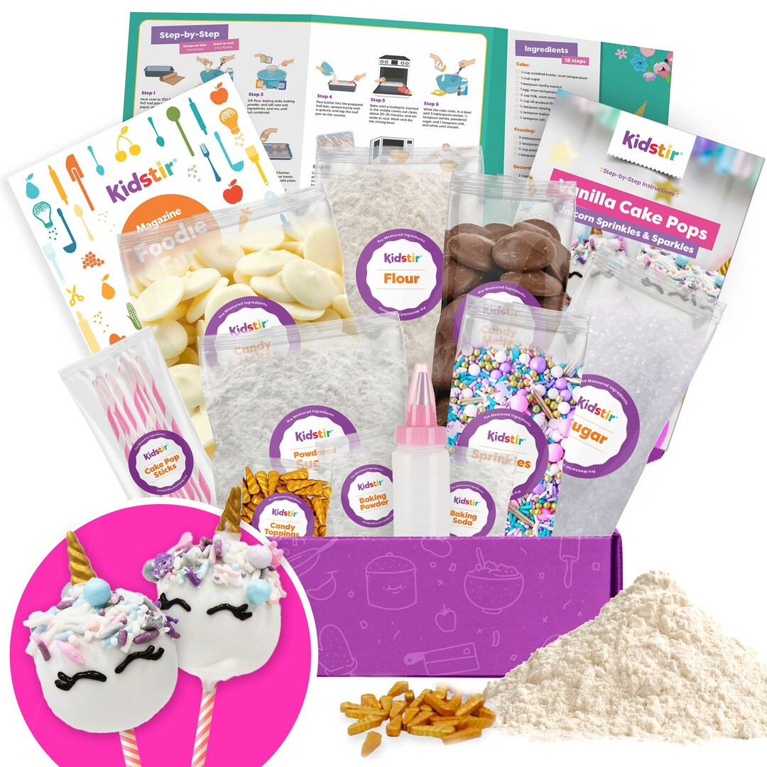KIDSTIR Unicorn Cake DIY Kits for Kids Cake Pops Kit With Pre-measured Ingredients Best Unicorn G... | Etsy (US)