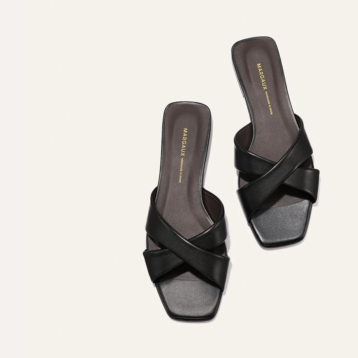 The Selene Flat Sandal - Black Nappa | Margaux