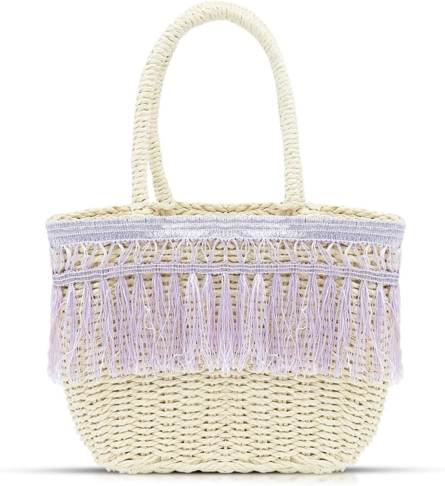 Beach Bag, Tassels Tote Bag for Women, Bohemian Hand-Woven Handbag, Summer Straw Bag Suitable for... | Amazon (US)
