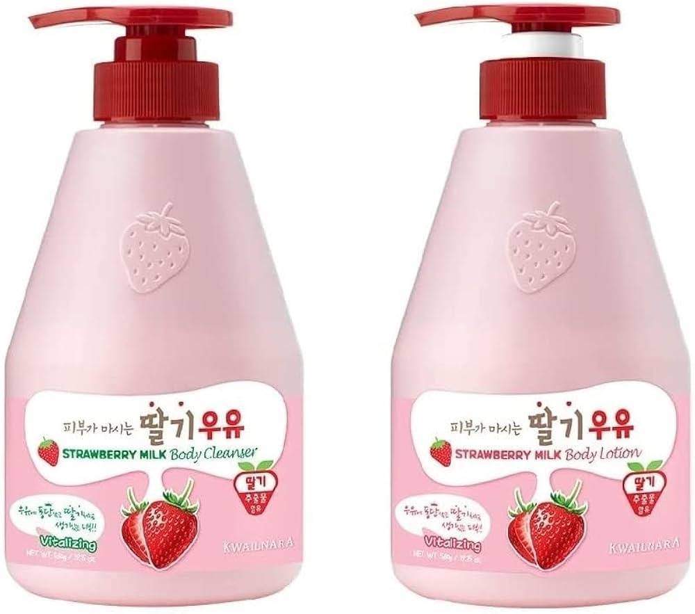 Kwailnara WELCOS Strawberry Milk Body Lotion & Body Wash Set – Moisturizing & Revitalizing Kore... | Amazon (US)