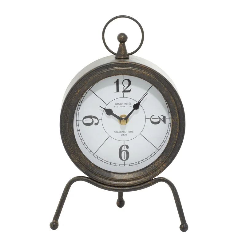 Analog Mechanical Tabletop Clock in Brass | Wayfair North America