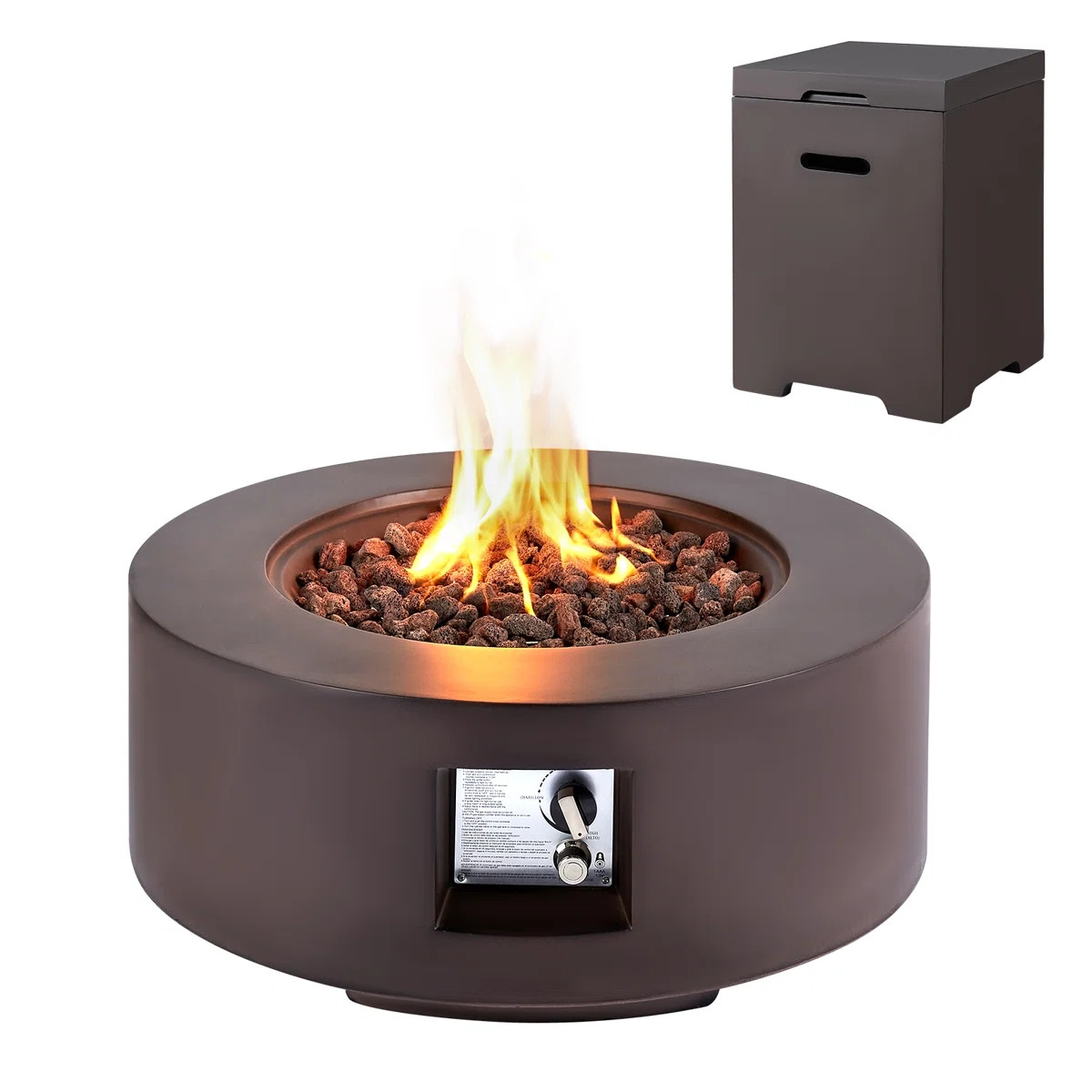 Round Magnesium Oxide Concrete Propane Smokeless Fire Pit | Wayfair North America