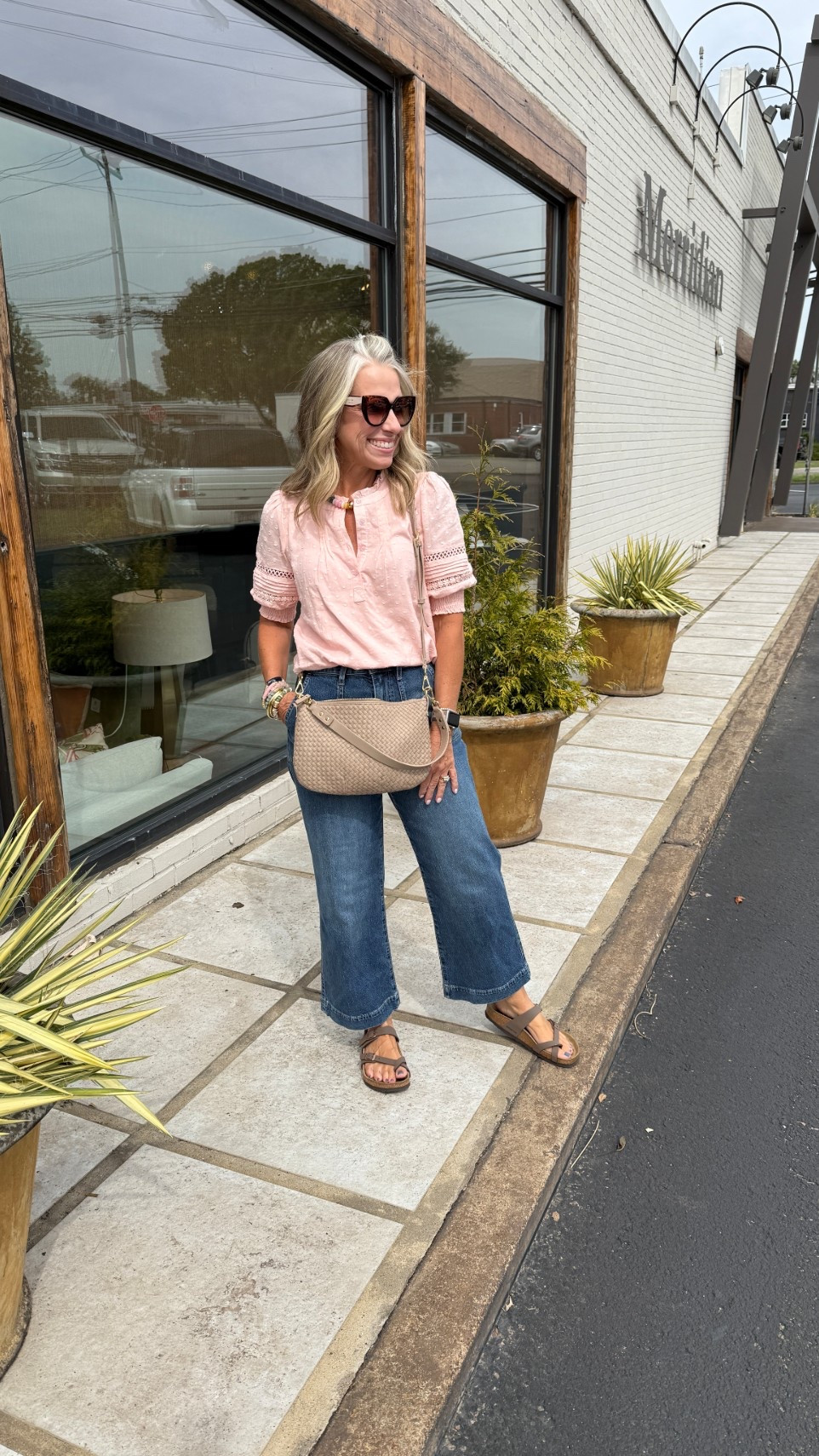 Use code LISA10 on this cute shirt. Wearing XS and 26 jeans. 

#LTKOver40 #LTKSaleAlert #LTKFindsUnder100