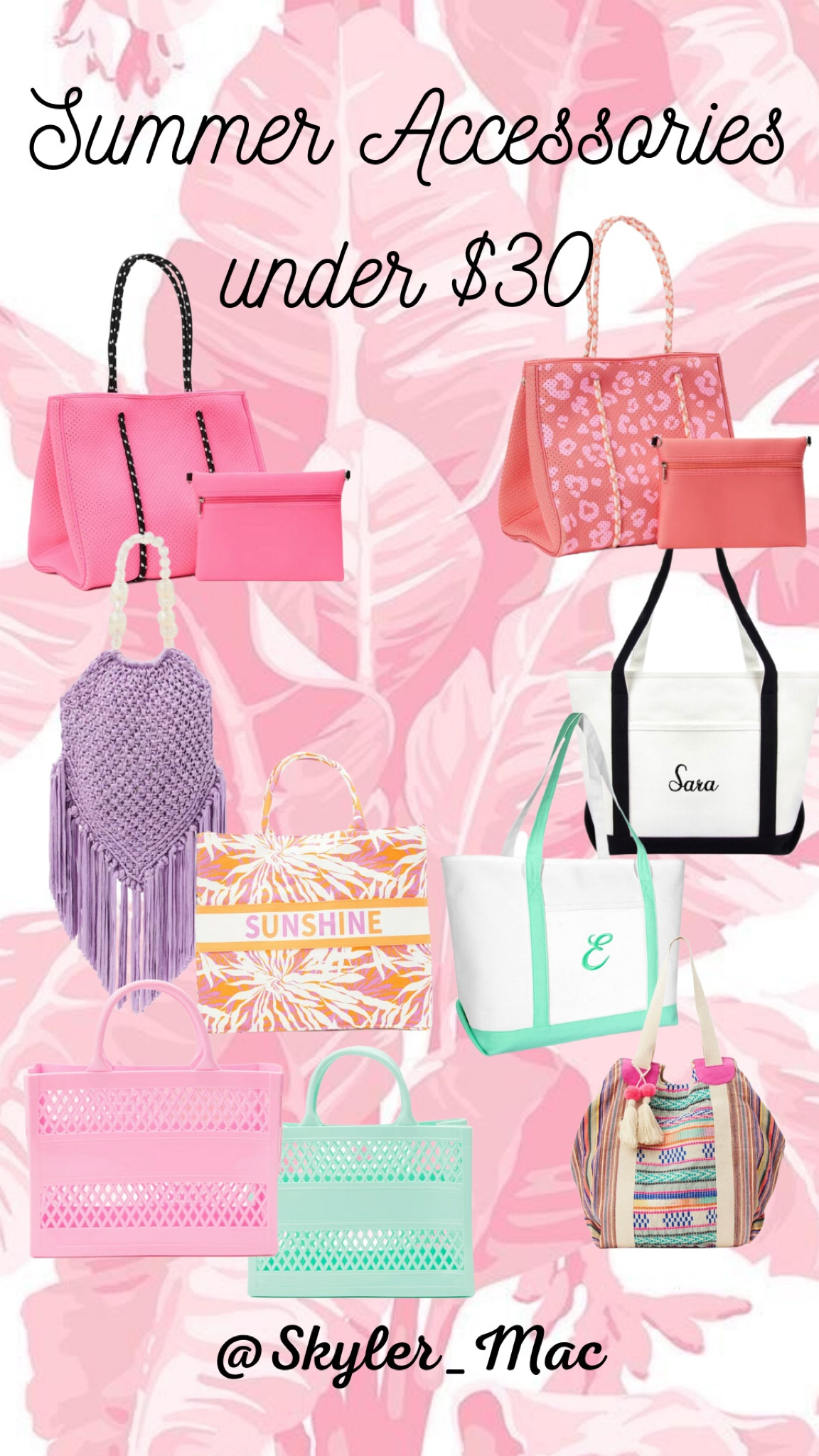 Summer Accessories under $30!! Neoprene tote, canvas tote, monogram tote, book tote, multi color tote, fringe tote, tassel tote, Walmart find

#LTKstyletip #LTKunder50 #LTKGiftGuide