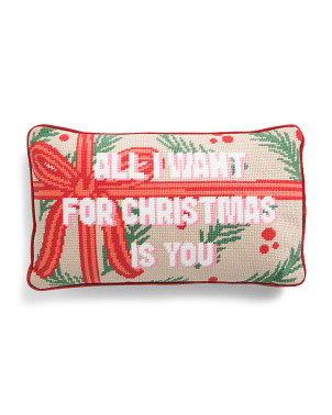 9x15 All I Want Needlepoint Pillow | Polyester/Cotton | Marshalls