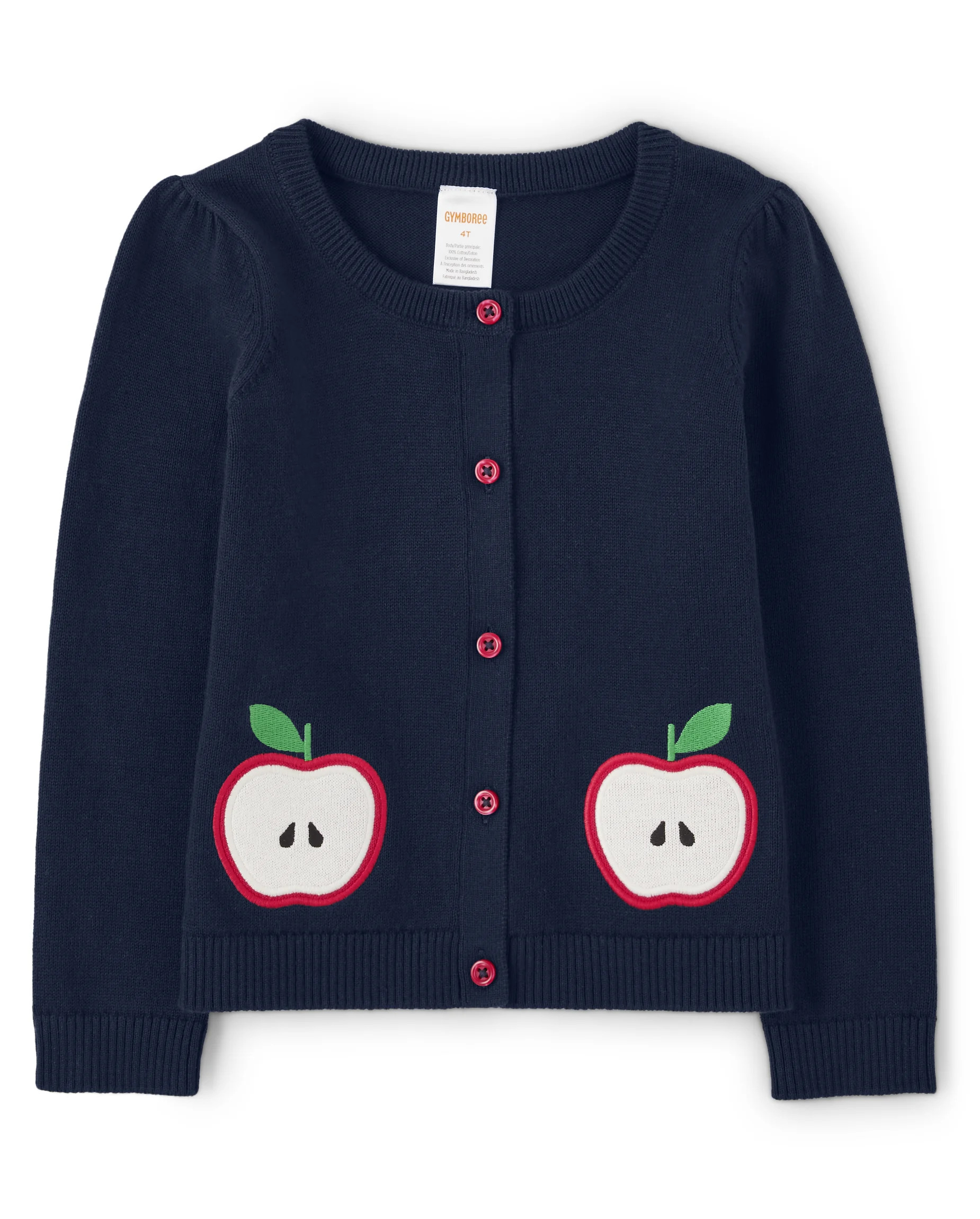 Girls Long Sleeve Embroidered Apple Cardigan - Head of the Class | The Children's Place  - TIDAL | The Children's Place
