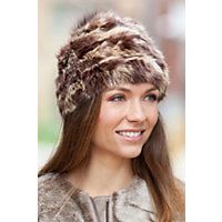 Women's Rabbit Fur Hat with Detachable Fox Fur Pom, CAMEL MIX, Size 1 Size | Overland