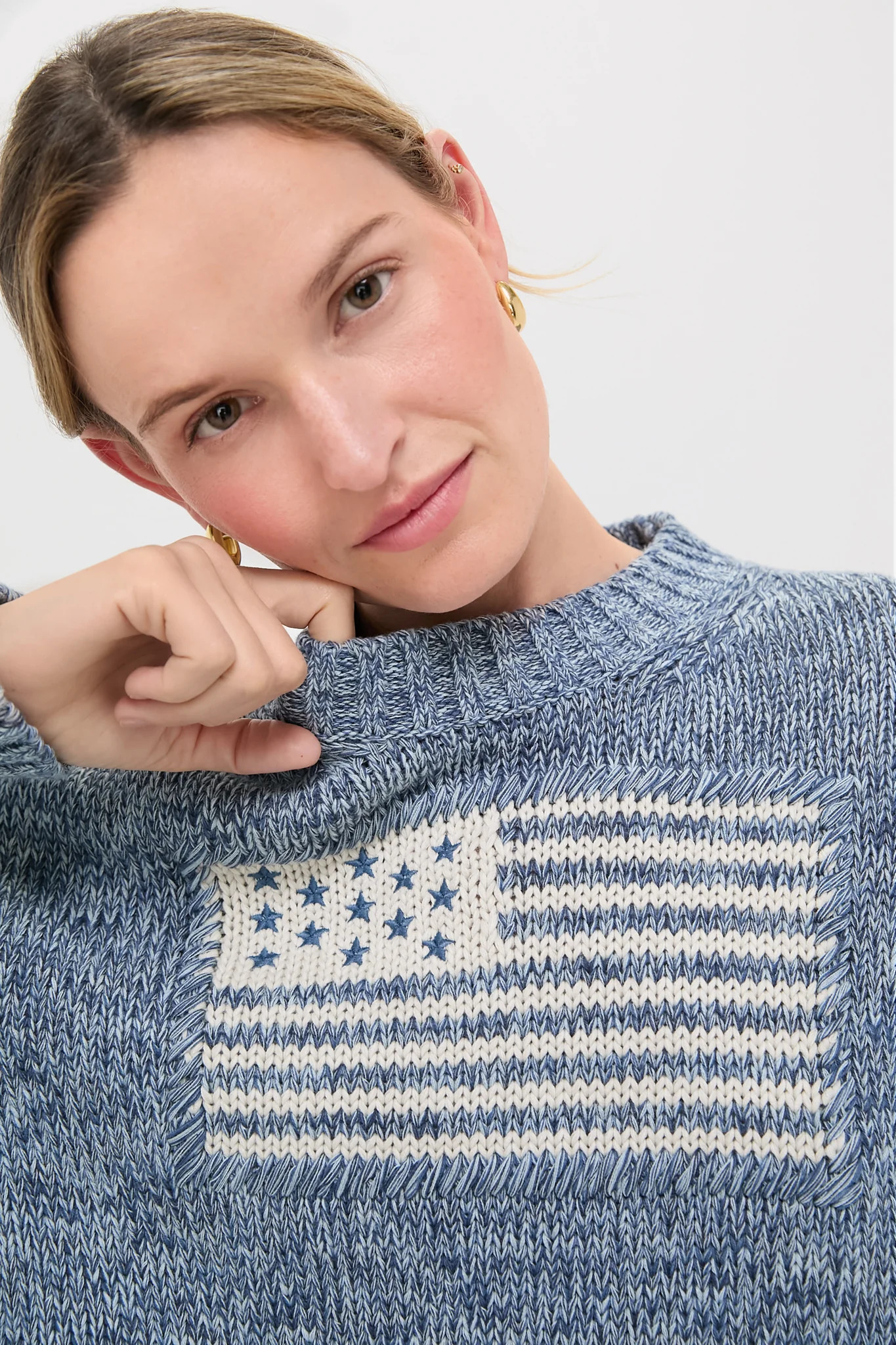 Marled Blue Cotton Americana Sweater | Tuckernuck (US)