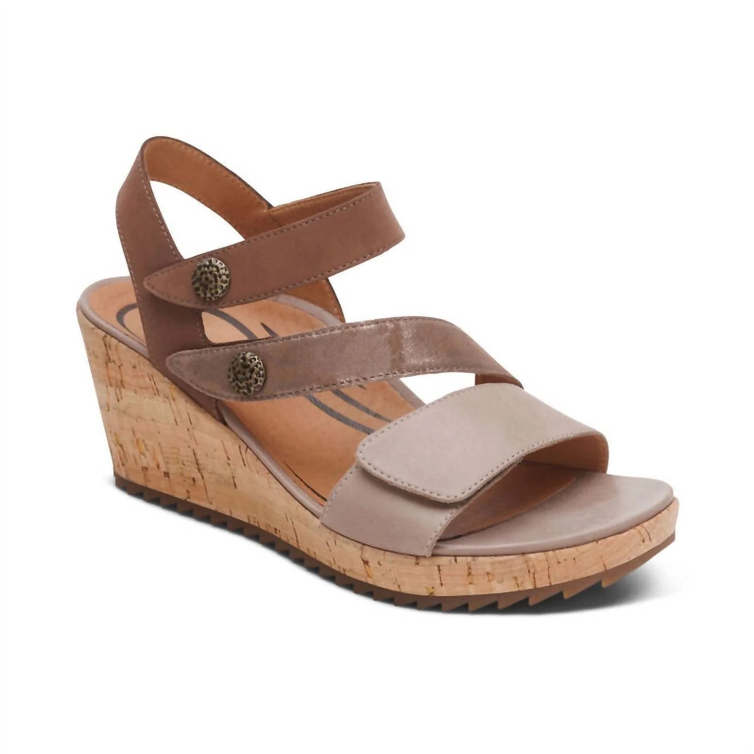 Women's Madelyn Quarter Strap Wedge In Taupe Multi | Shop Simon