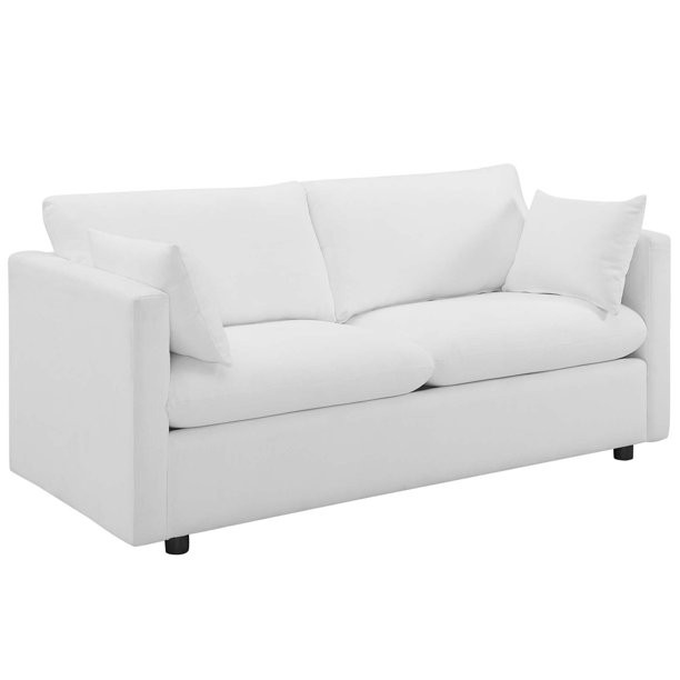 Modern Contemporary Urban Design Living Room Lounge Club Lobby Sofa, Fabric, White - Walmart.com | Walmart (US)