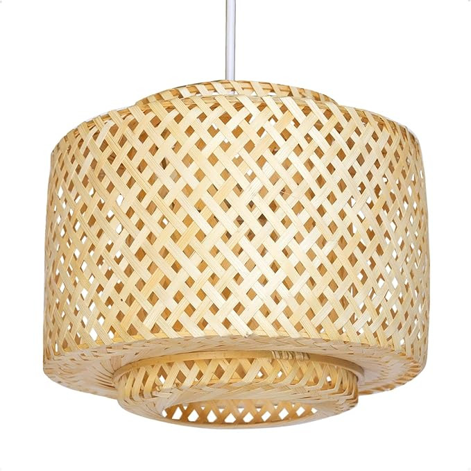 Aihomix Décor Bamboo Pendant Light Fixtures, Natural Material Bamboo Chandelier, Hand Woven Ratt... | Amazon (US)