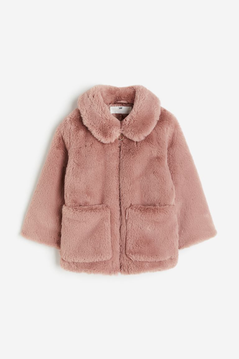 Fluffy Jacket with Collar - Pink - Kids | H&M US | H&M (US + CA)