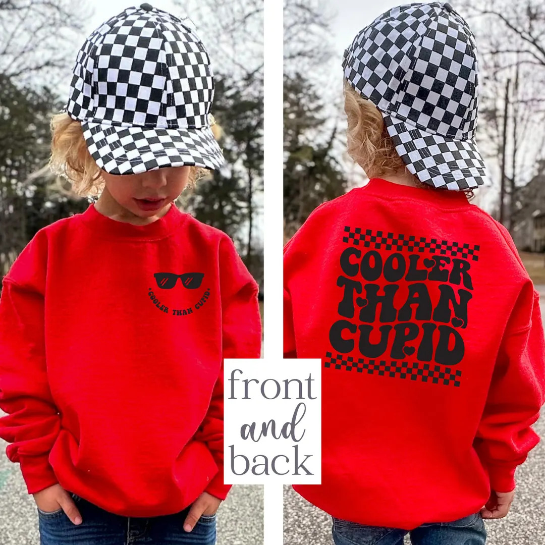 Cooler than Cupid valentines shirt, toddler valentine, valentine sweater, retro valentines , kid ... | Etsy (US)