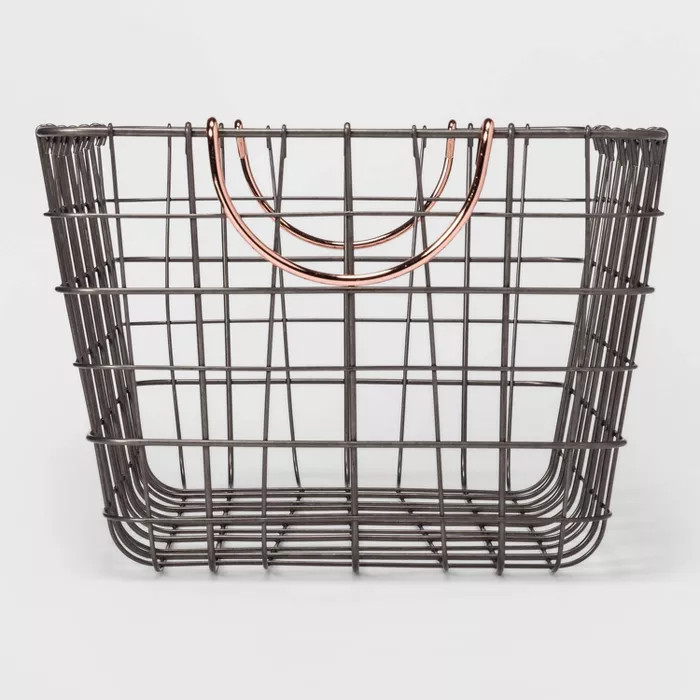 16"x11"x8" Wire Basket with Handle Gray/Copper - Threshold™ | Target