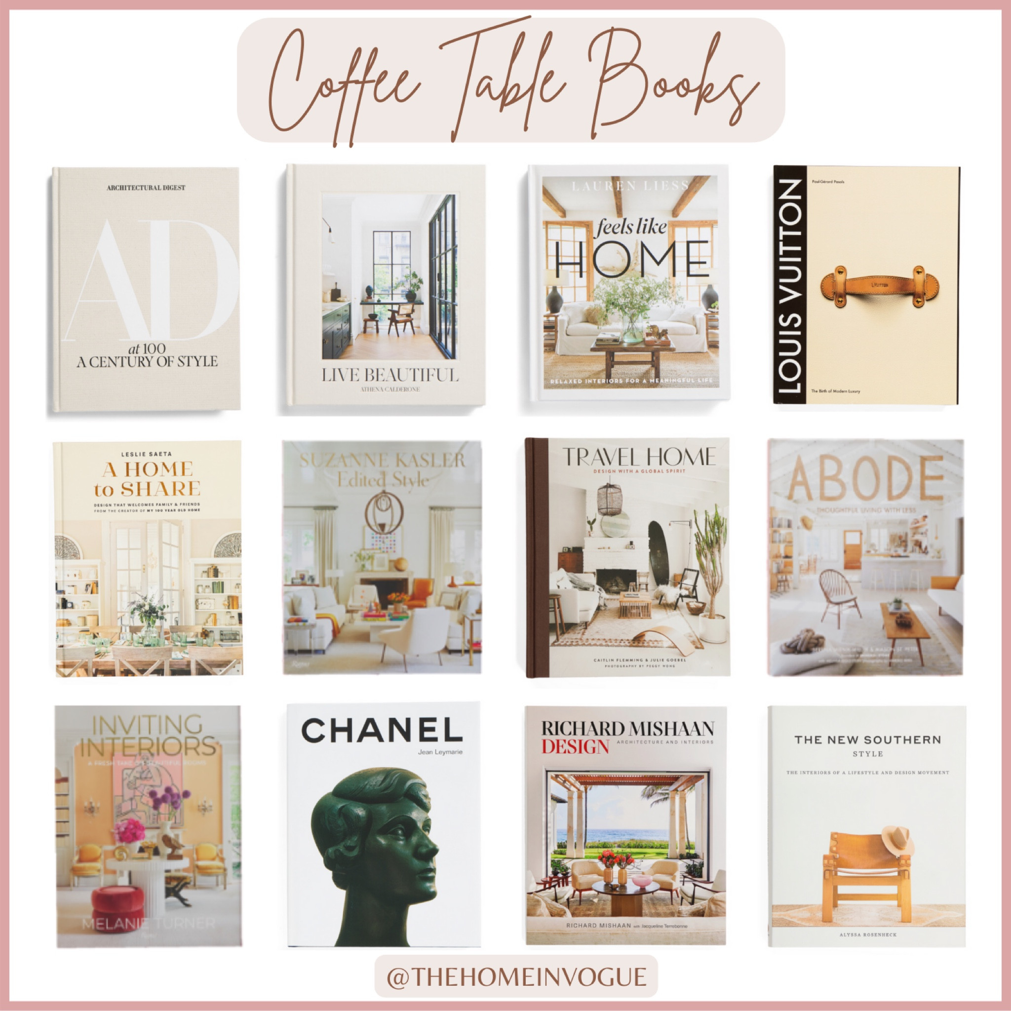 Neutral coffee table books, coffee table decor, console table decor, coffee table styling, designer books, AD at 100, Tom Ford, Chanel, A Home to Share, Feels like Home, The new southern style, Suzanne Kasler Edited Style, Travel Home, Abode, Inviting Interiors, Louis Vuitton, Live Beautiful by Athena Calderone, Soul of the Home Designing with Antiques, Chanel, Richard Mishaan Design, Sunny Lands, Habitat, Alexa Hampton Decorating in Detail, Down to Earth book, neutral decor


#LTKsalealert #LTKFind #LTKhome